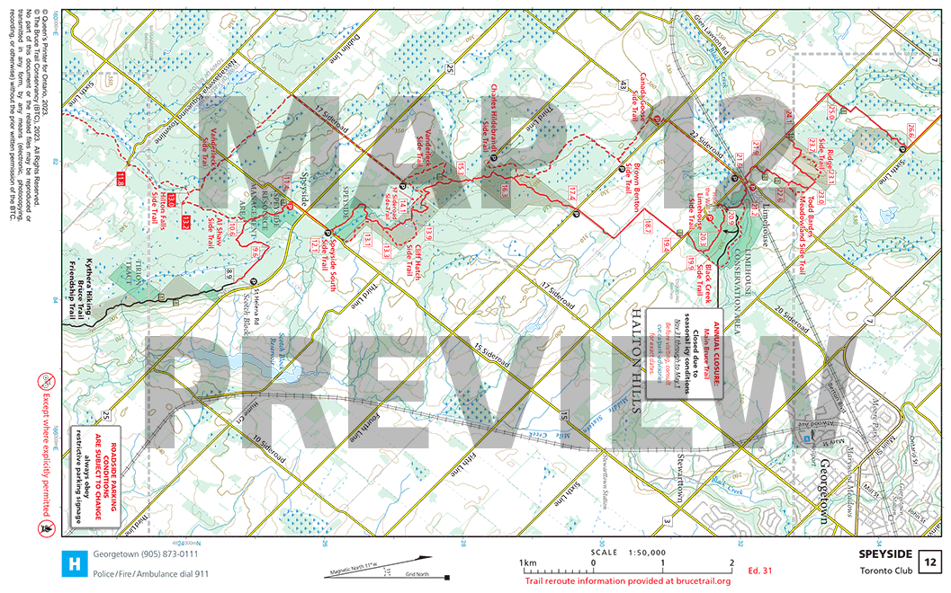 Map 12 - Speyside - Ed 31 | Bruce Trail Conservancy