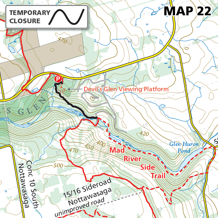 Map 22 - Blue Mountains - Devil's Glen, fall closure