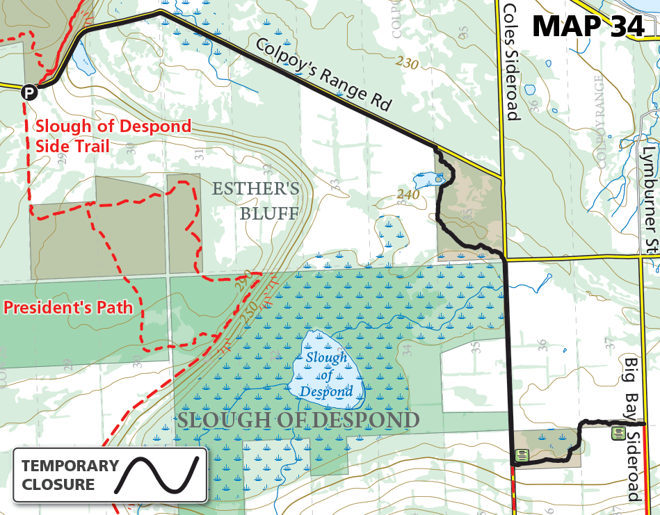 Map 34 - Sydenham - Slough of Despond area, temporary closure due to flooding - LIFTED